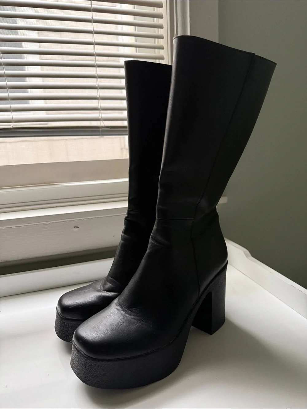 Dolls Kill Black Platform Knee-High Boots Size 8